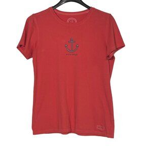Life Is Good Smile Aweigh Anchor T-Shirt Sz MED Nautical Classic Fit